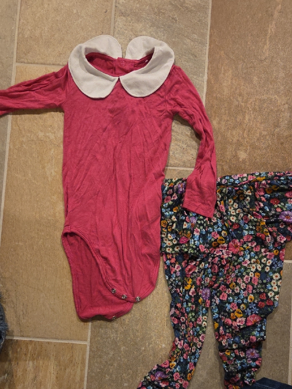 Posh Peanut Pink Bodysuit with White Lapel And Floral Skirted Pants